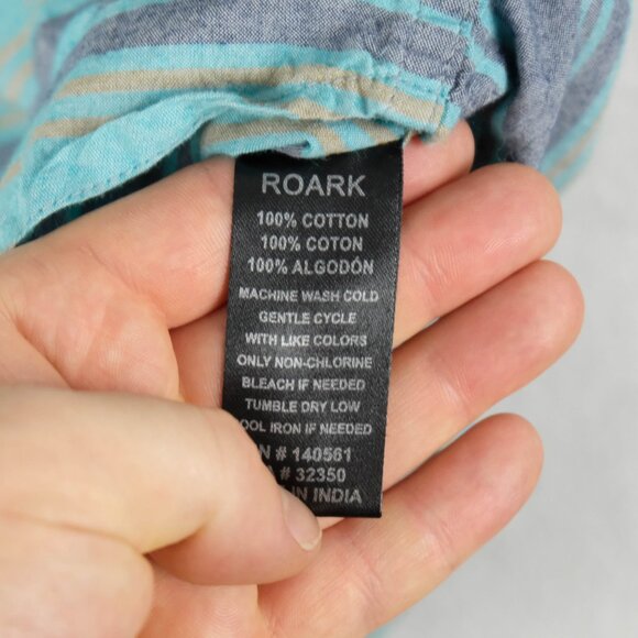 Roark Revival Shirt Mens Medium Blue Striped Button Up Boho Nautical Beach - Picture 9 of 9
